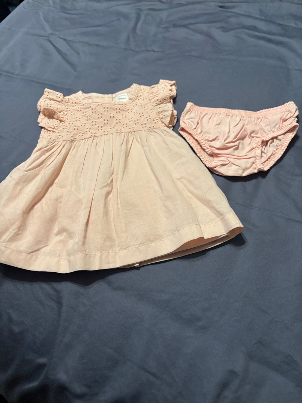 Carter's pink/ peach Eyelet Dress and Coordinating Bloomers